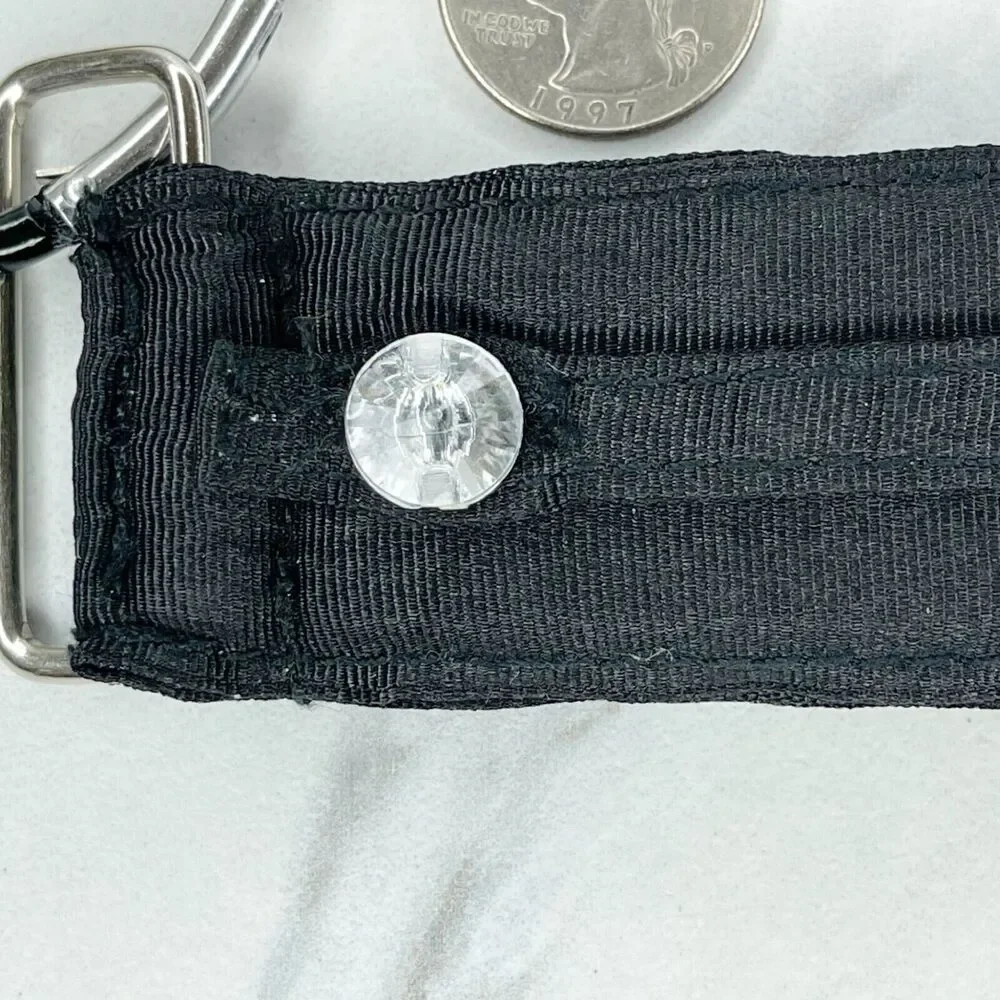 Black Ribbon Rhinestone CRZY Crazy Heart Carabiner Keychain Keyring